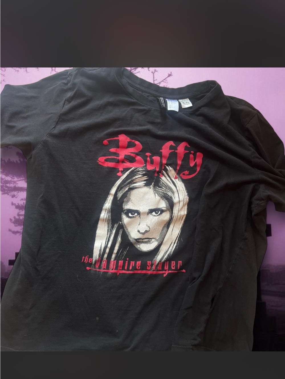 H&M Black Graphic Tee with Red Print